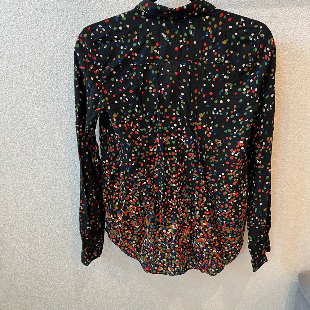 ANTHROPOLOGIE Maeve Wynwood Boho Polka Dot Button Down Blouse - Picture 5 of 13